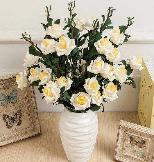 4 heads 3Buds BouquePretty Charming Wedding Decoration Mini Rose Artificial Silk Flower Bride Bridal Home wedding decoration | Дом и сад