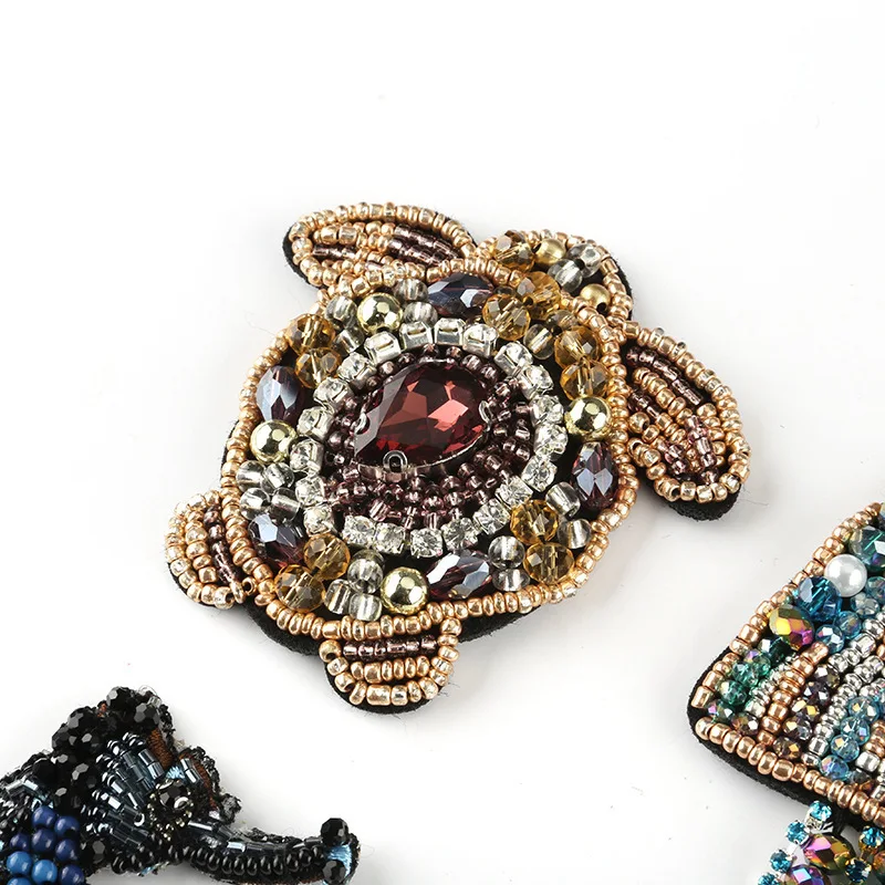 Exquisite Underwater world Sew-on Sea turtle Patches Badges Crystal Beads Appliques wholesale Jellyfish T-shirt Decor | Дом и сад