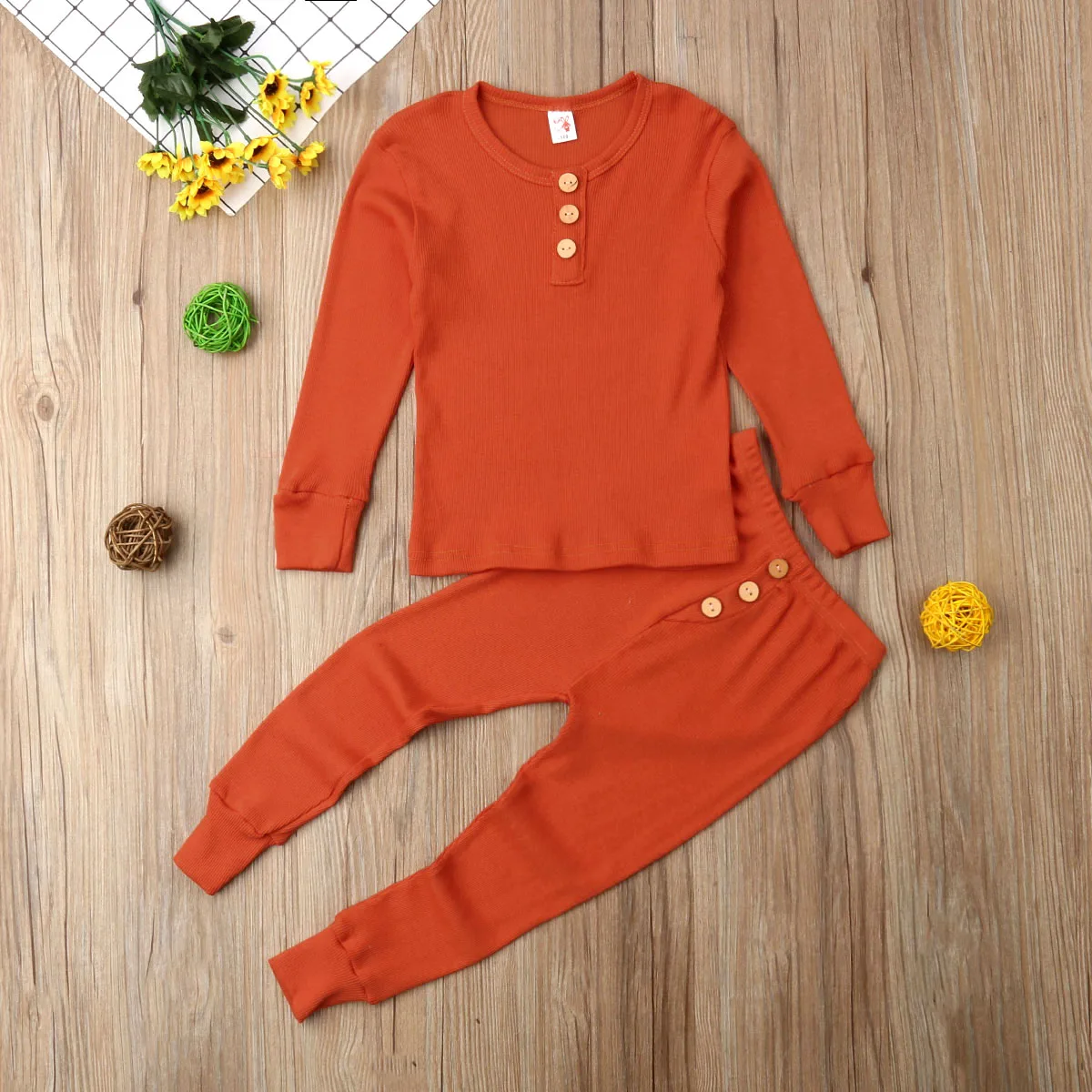 2 шт./комплект однотонный пуловер с длинным рукавом и штаны | Мать ребенок
