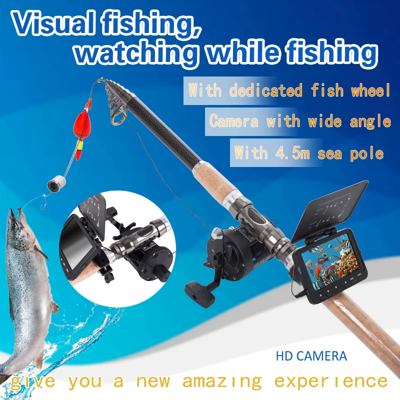 Barato SYANSPAN-cámara De Vídeo DVR Portátil Para Pesca, Buscador De Peces Bajo El Agua, Monitor HD De 4,3 Pulgadas, LED IR, Cable De 30M, 1000TVL, Con Rueda Y Varilla