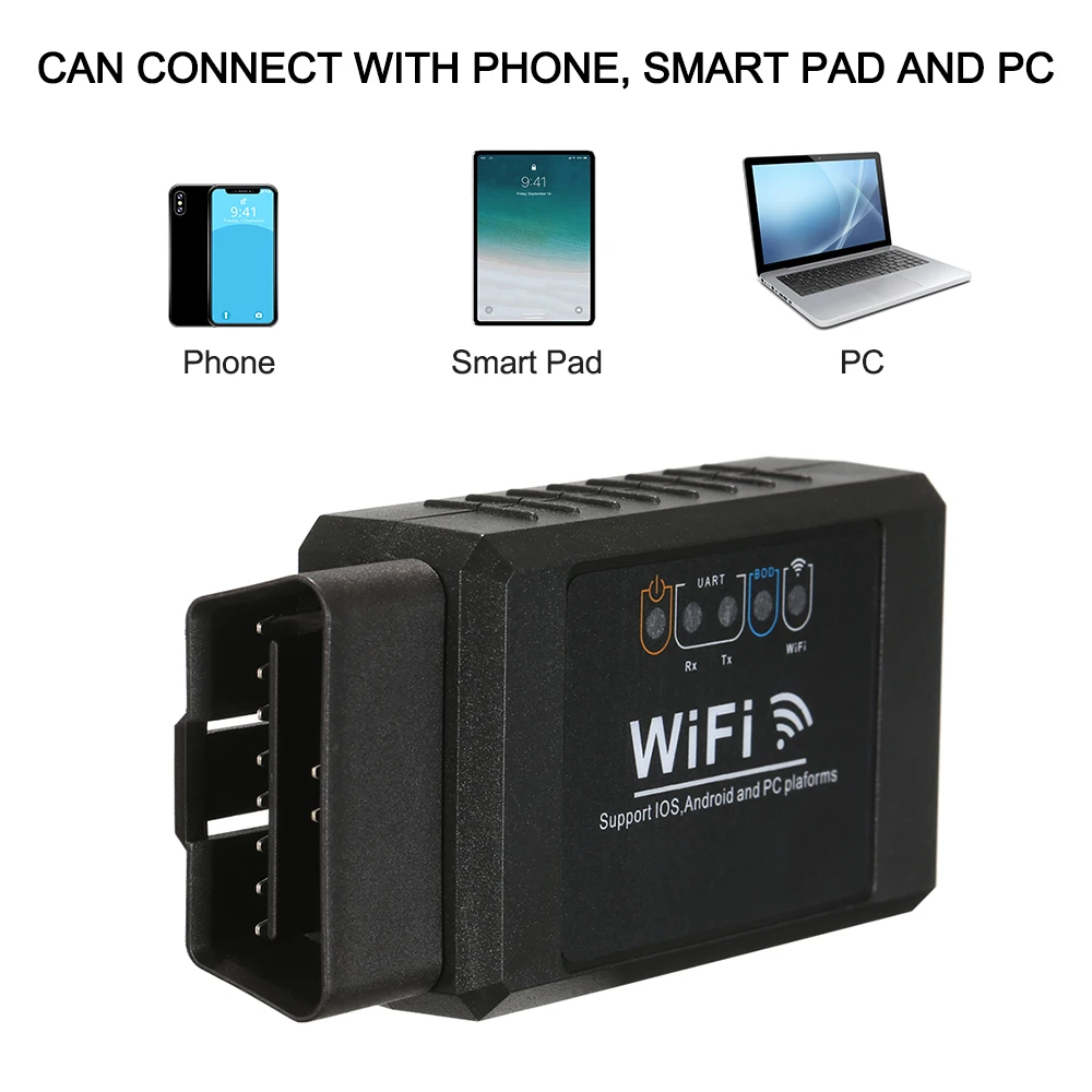Диагностический сканер obd2 KKMOON OBDII с Wi Fi подключением для IOS Android