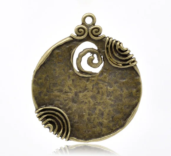 5 круглых подвесок с бронзовым тоном 52x45 мм (B13766) yiwu|jewelry wolf|jewelry for the beachjewelry bead |