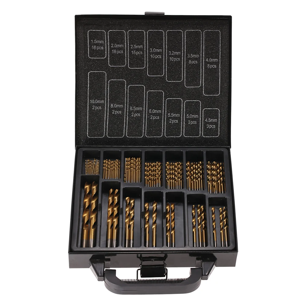 

99pcs HSS Titanium Coated Twist Drill Bit Set 1.5-10mm Twist Drills Bits Kit ferramentas hand repair dremel tools with Case Box