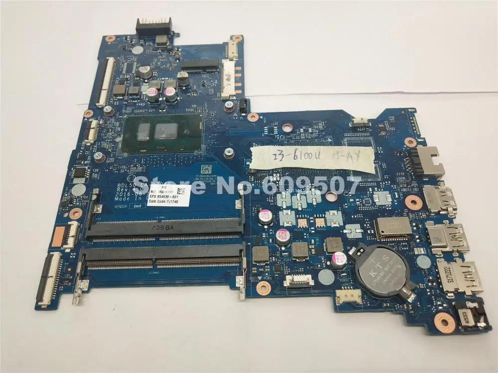 854939 601 001 для HP 15 AY AY028CA AY015DS материнская плата ноутбука BDL50 LA D704P SR2EU I3 6100U DDR4