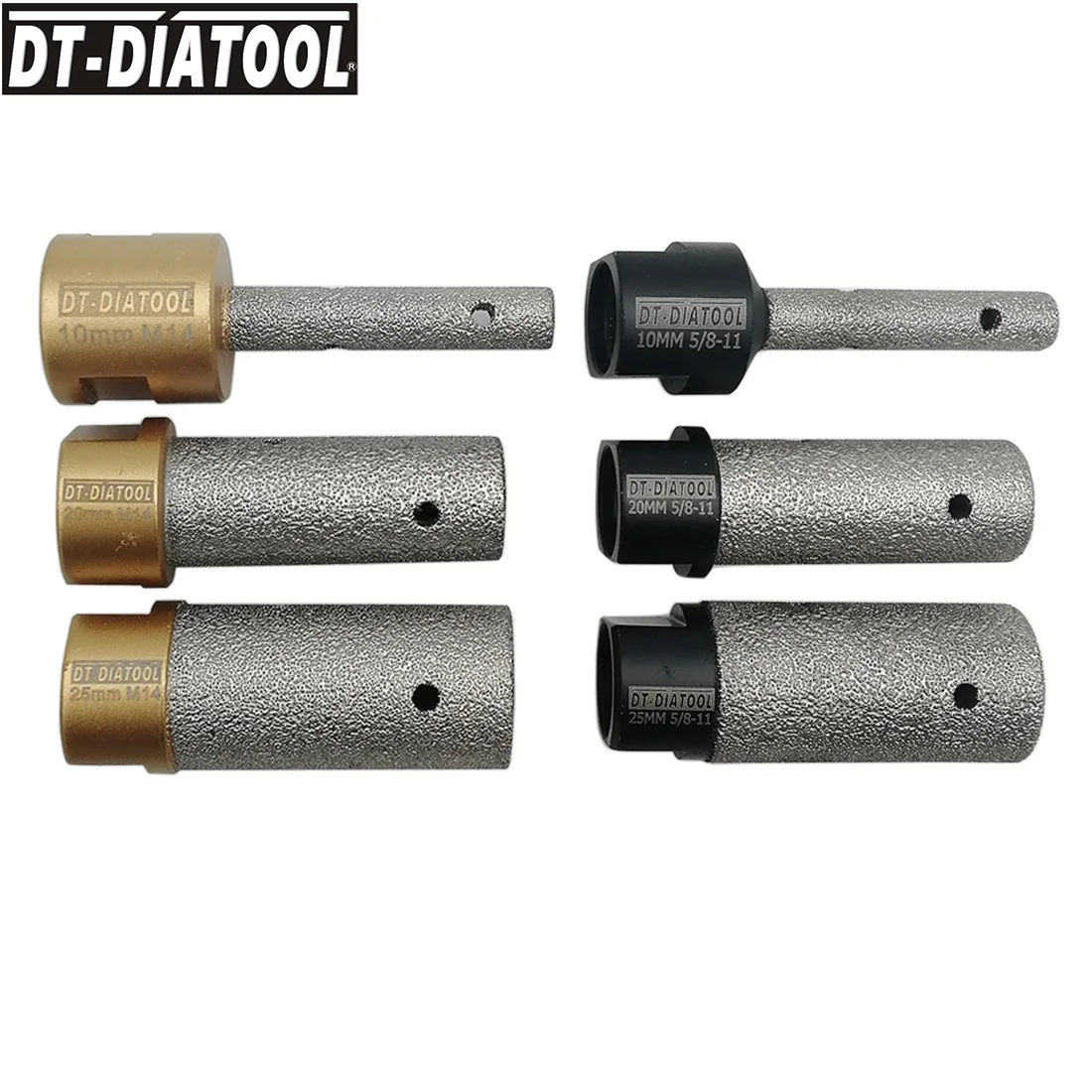 

DT-DIATOOL 1pc Dia 10/20/25mm Vacuum Brazed Diamond Finger Bits 5/8-11 or M14 Thread Milling Bits for Porcelain Marble Granite