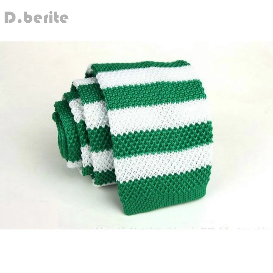 

Mens White Green Striped Classical Knit Tie Slim Skinny Knitted Ties Groom Wedding Party Buniness Necktie ZZLD102