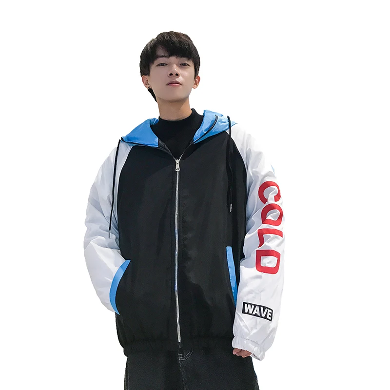 Осенняя новая куртка мужская мода узор контрастные цвета Повседневная с