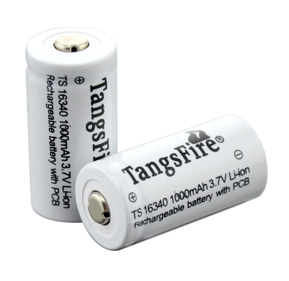 TangsFire 4 шт 16340 CR123A 3 7 v 1000MHA литий ионный аккумулятор белый|Перезаряжаемые батареи| |