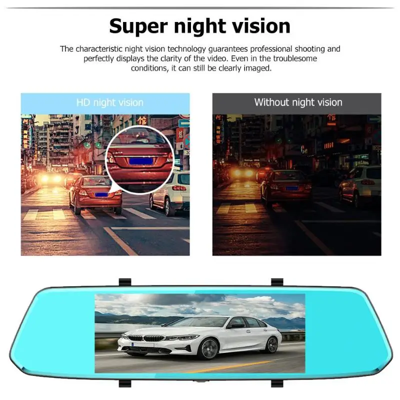 7-дюймовый экран Fhd 1080P двойной объектив Автомобильный видеорегистратор камера