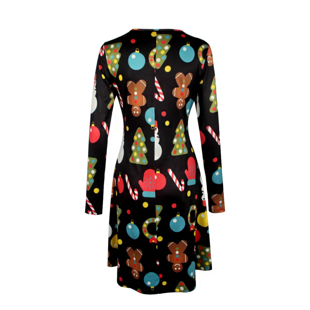 Women Christmas Dress New Year Festival Large Size Long Sleeve Tree Casual Vintage Winter Ladies Vestidos 5Xl Plus | Женская одежда