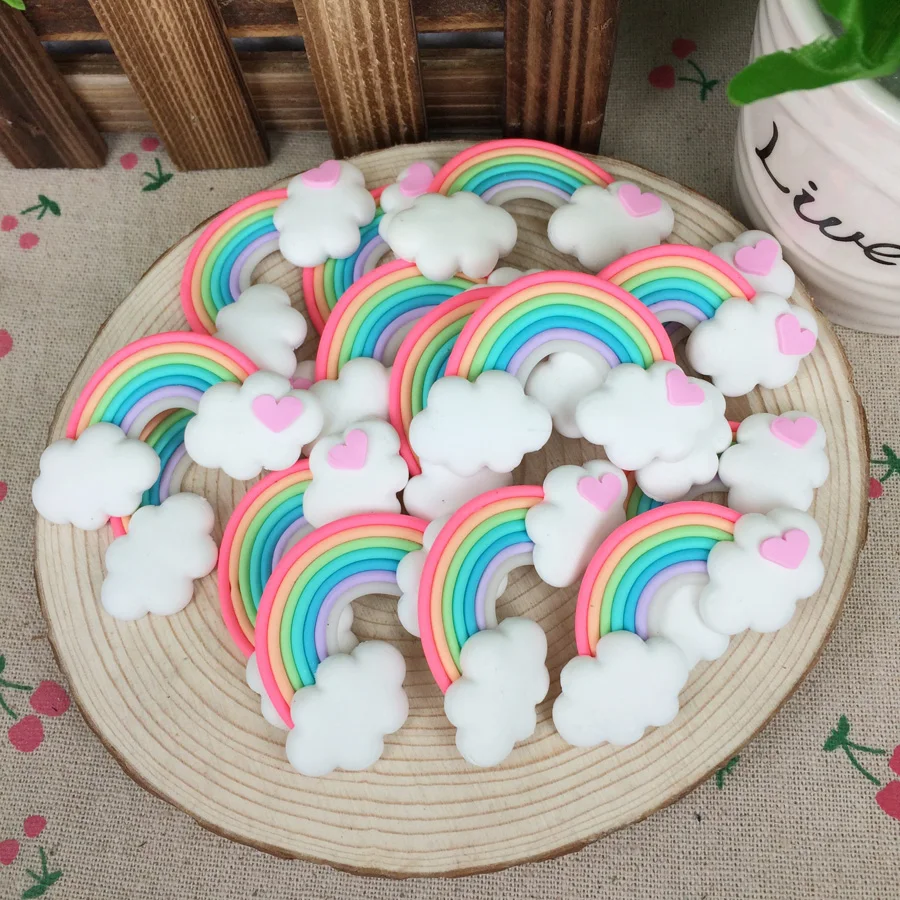 Лидер продаж! Kawaii плоские &quotсделай сам&quot Глина Радуга Кабошоны с плоской