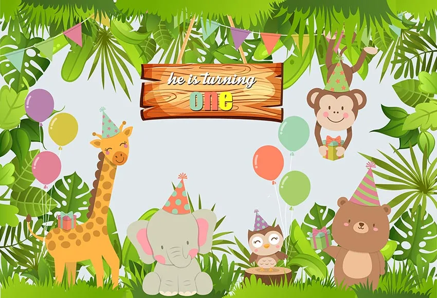 Детский День Рождения Вечеринка baby shower для фотостудии джунгли мультфильмы