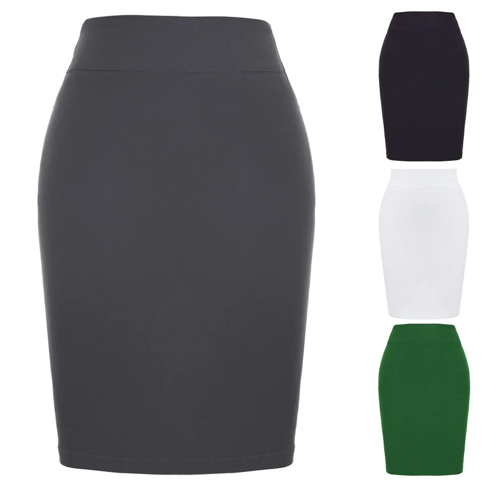 KK Классические однотонные юбки женская одежда в западном стиле высокая