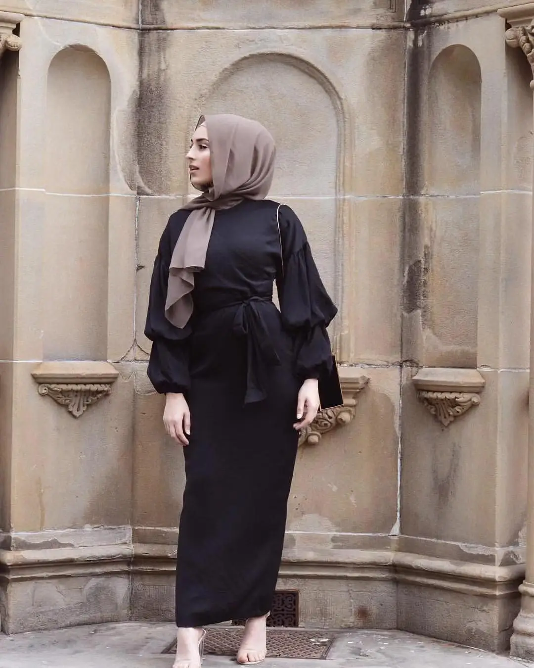 

Abaya Muslim Women Maxi Dress Middle East Wrap Gown Islamic Arab Jilbab V-neck Dubai Robe Kaftan Dresses Casual Lace Up Chiffon