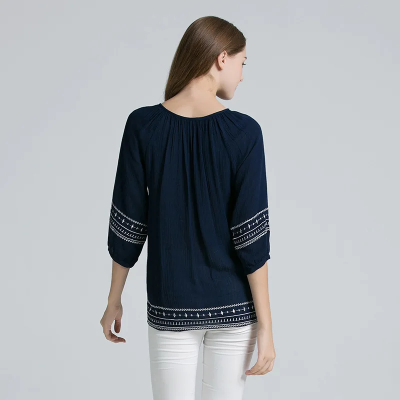 Женская Повседневная Футболка с рукавами Seven Part пуловер геометрическим рисунком