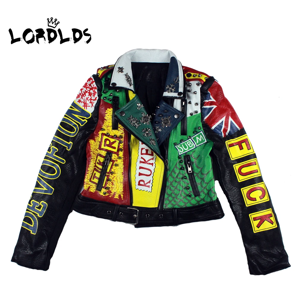 

Куртка женская кожаная с отложным воротником LORDLDS, весна 2019