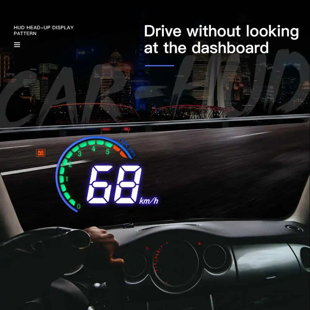 Color Light H6 3.8 Inch Hud Car Heads-Up Display Led Windshield Projector Obd2 Scanner Speed Warning Fuel Consumption Data Wit | Автомобили