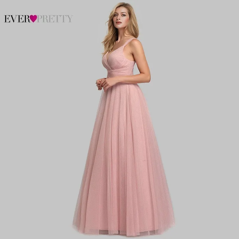 Новые розовые Длинные свадебные платья Ever Pretty A Line Милая без рукавов Свадебные