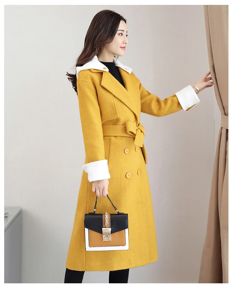 Elegant Vintage Women X-Long Cashmer Coat Fashion Slim Women's Woolen Jacket with Sashes Single Button and | Женская одежда