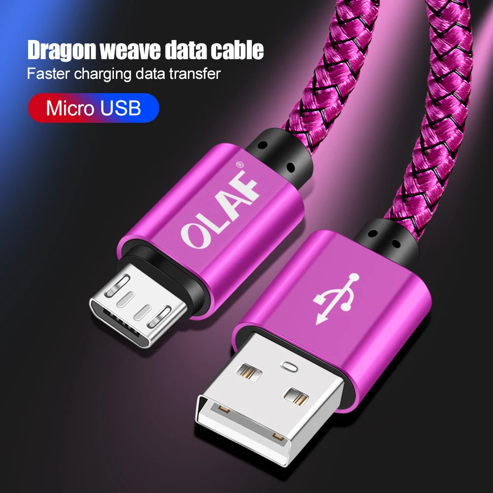 Кабель Micro USB 1 м/2 м нейлоновый usb-кабель для быстрой зарядки и синхронизации