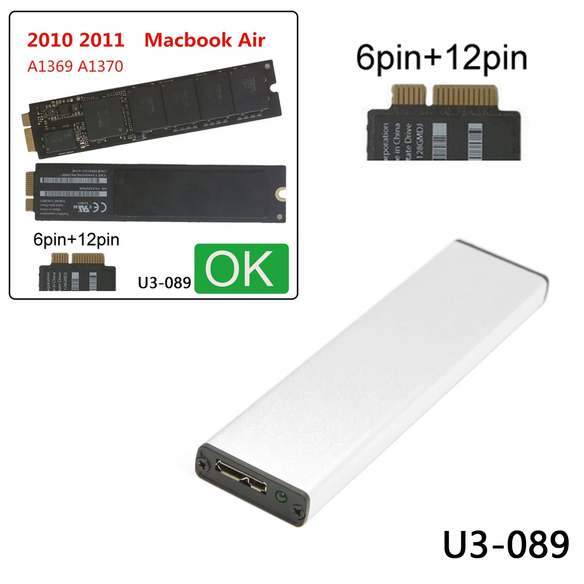 Корпус для жесткого диска Zihan с USB 3 0 на SSD адаптер конвертер 2010 2011 Macbook Air A1369 A1370 MC503