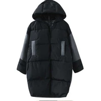 winter women cotton jacket thicken hooded fashion stitching down cotton coat jackets long plus size padded female parka ls093