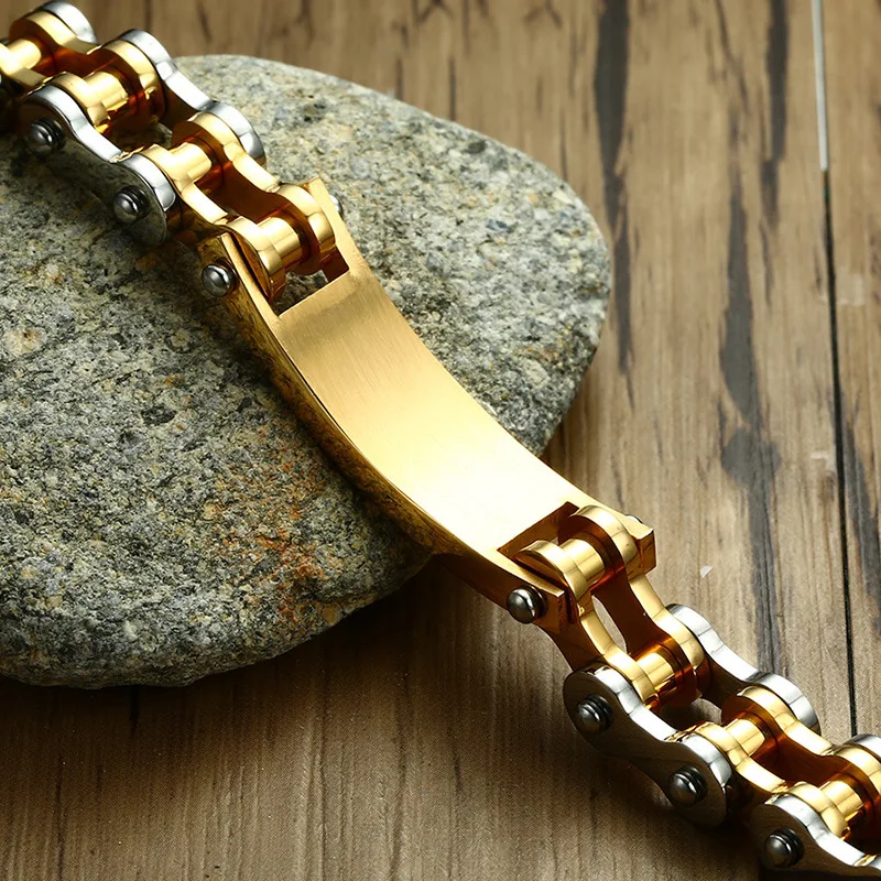 Western Style Men Titanium Steel Cross Scripture Bicycle Chain Bracelet | Украшения и аксессуары