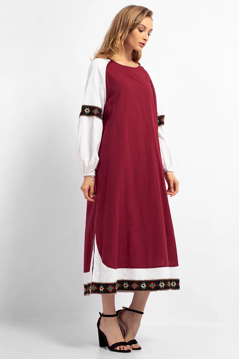 S-xl Женская abaya Embroidey лоскутное платье с длинным рукавом Макси Robo Дубай