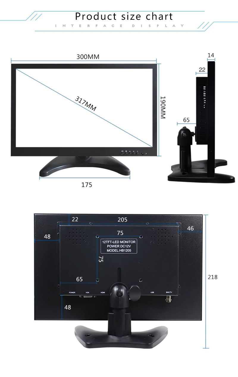 Широкоформатный экран 12 5 дюйма с высоким разрешением 1366*768 HD IPS LCD HDMI интерфейс