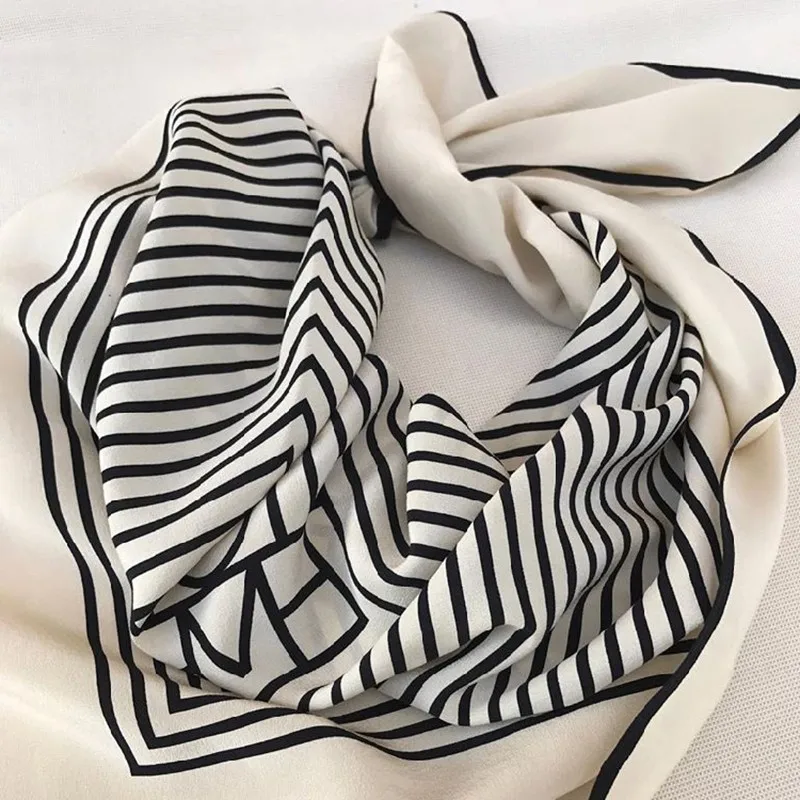 Женский шелковый шарф TWOTWINSTYLE полосатый с бантом лето 2020|Женские шарфы| |