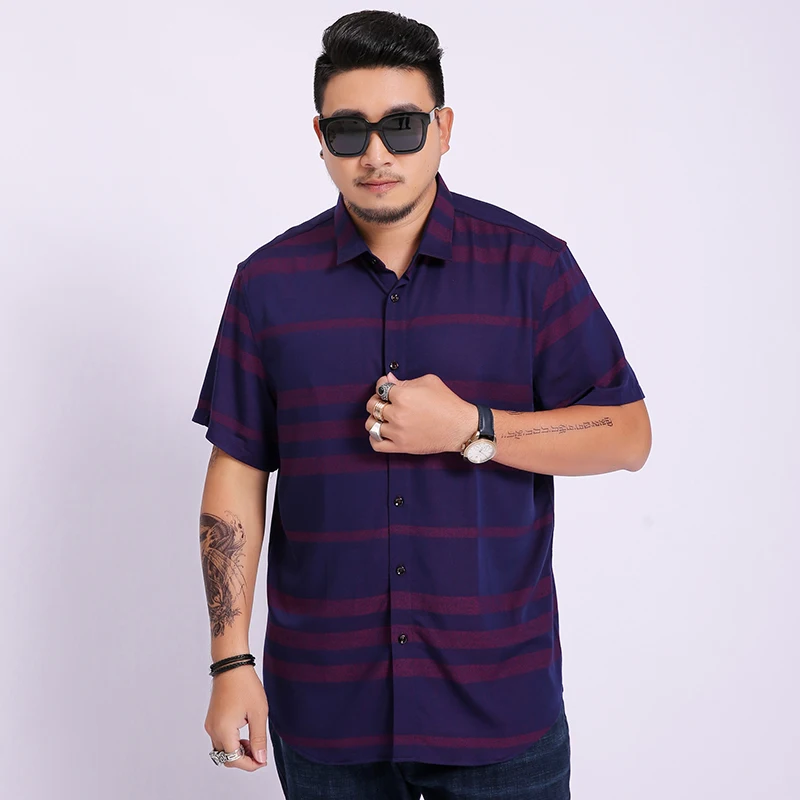 

2019 Summer New Men's Shirt plus Size Male Fashion Casual Striped Short Sleeve Shirt Brand Men's Clothing 5xl 6xl 7xl 8xl
