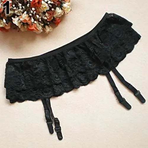 Сексуальные женские двухслойные кружевные цветочные стринги с подвязками Пояс