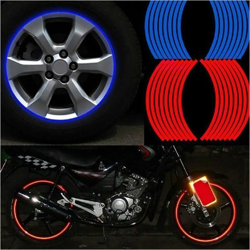 

16 car and motorcycle universal wheel stickers 17" 18" reflective applique rim tape bicycle car shape