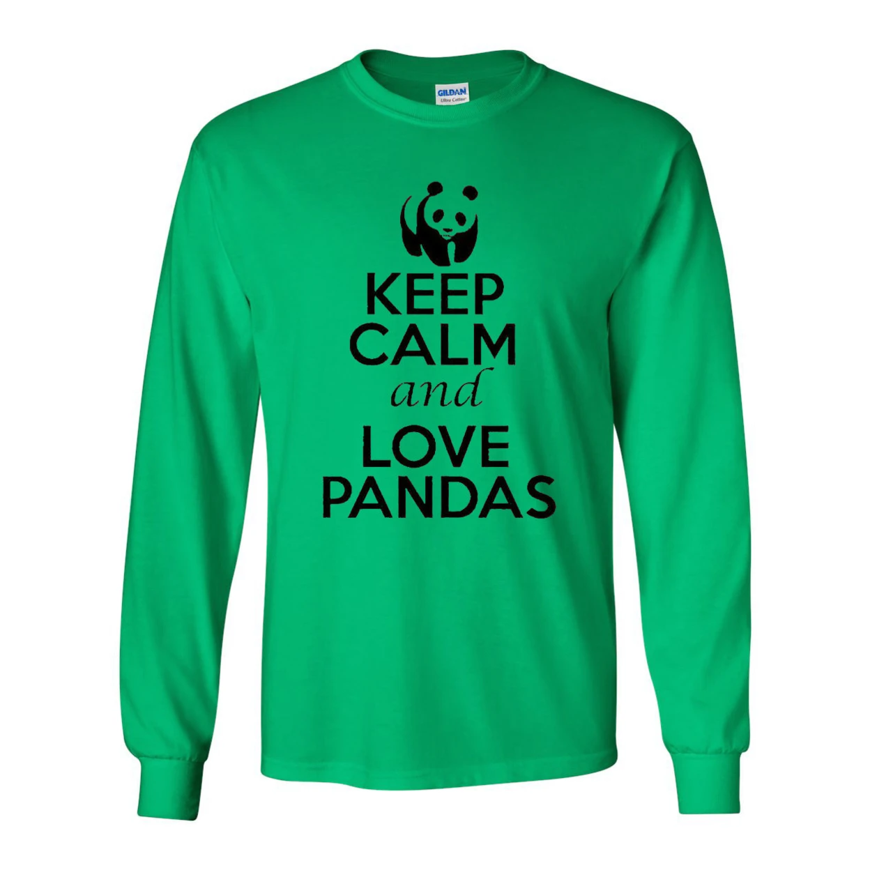 Длинные рукава взрослая Футболка Keep Calm and Love красные панды|Мужские толстовки и