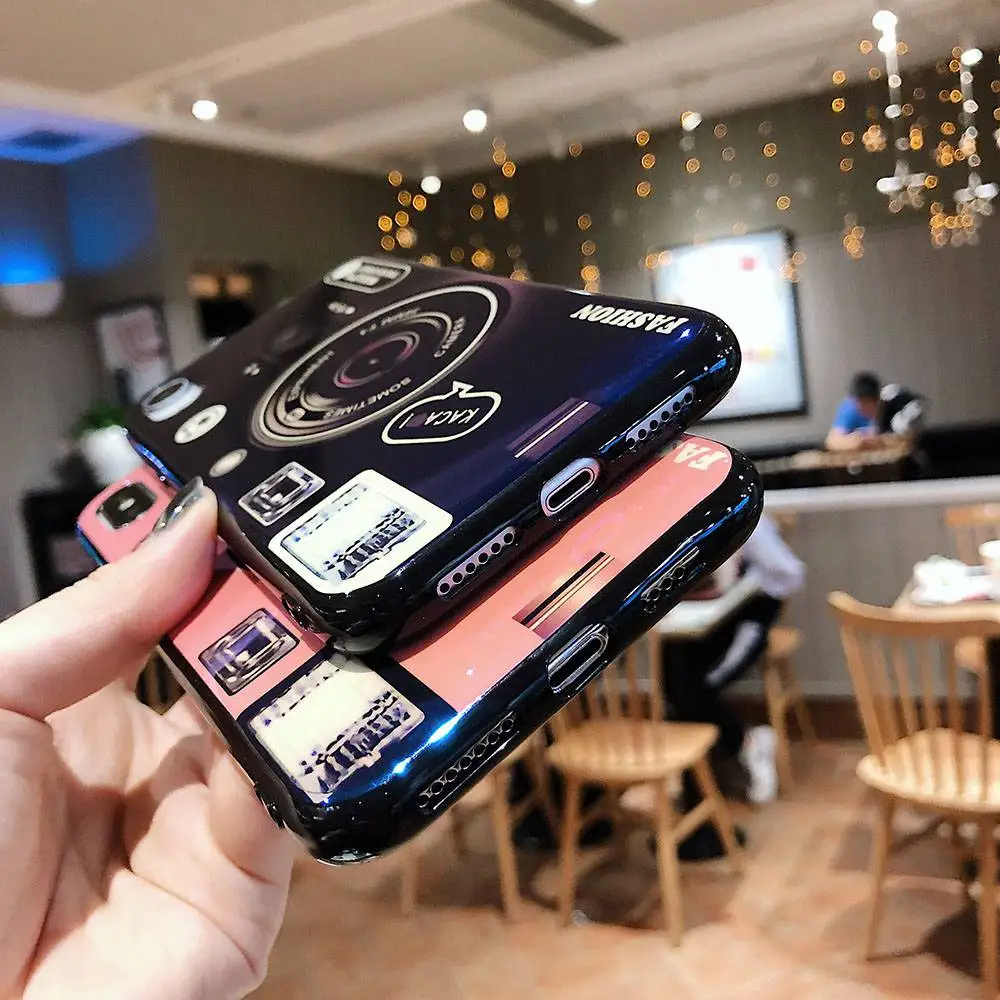 Чехол с рисунком камеры KISSCASE для iPhone 6 7 8 Plus Xs Max XR X Blue Ray мягкие чехлы из ТПУ 6S чехол