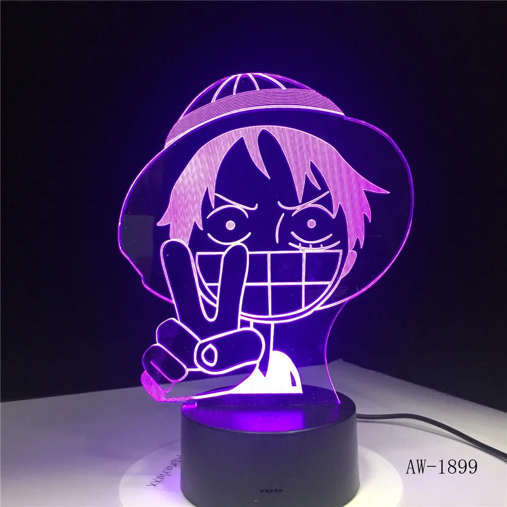 3D Led Видение аниме Луффи моделирование ночник Usb одна штука настольная лампа 7