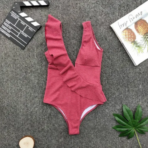 ITFABS Женский Цельный купальник с оборками Бандаж бикини пуш-ап Мягкий Бюстгальтер