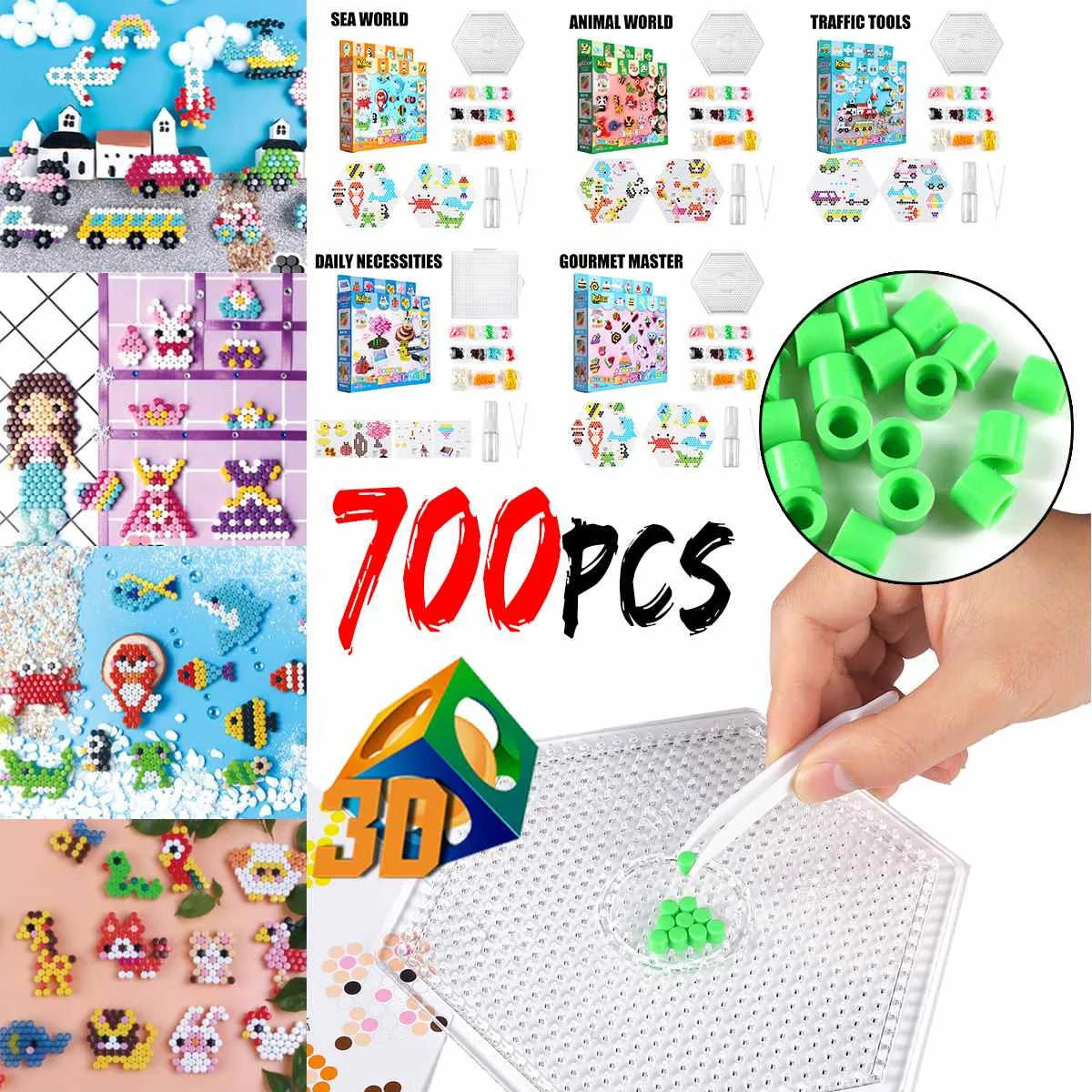 Kalisi, 700 шт., модернизированные DIY волшебные водяные бусины, игрушки, липкий предохранитель, Aquas, цилиндрические, Обучающие, для детей, забавные игрушки, искусство, ремесла, подарок