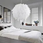 Подвесные светильники с белыми перьями, светодиодсветодиодный лампа E27, романтический потолочный светильник для спальни, кабинета, декоративная Подвесная лампа для малышей