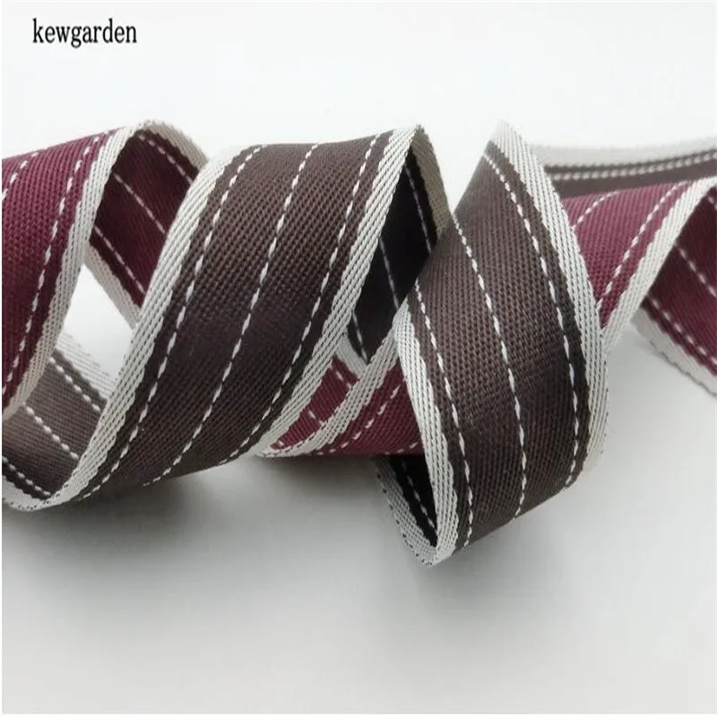 Kewgarden Stripe Ribbon 10mm 22mm 35mm DIY Bow Brooch Accessories Satin Ribbons Handmade Tape Polyester Cotton Riband 20 Yards | Дом и сад