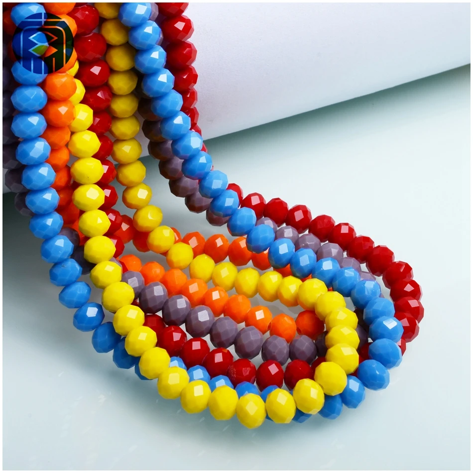 

China Crystal Beads Factory Multicolor 4mm 6mm Rondelle Glass Beads Jewelry Making