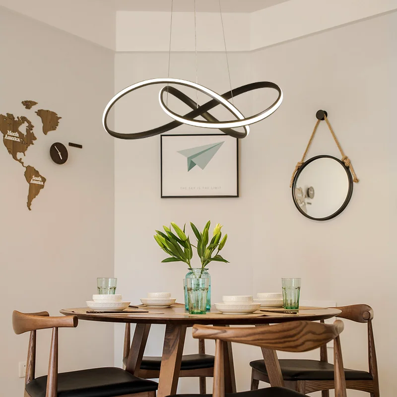 

Modern led Pendant Light for Kitchen Dining Room Living Room Suspension luminaire Hanging White Black Bedroom Pendant Lamp