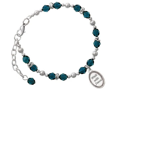 Прогулка с Иисусом Овальный темно браслет голубыми бусинами| |