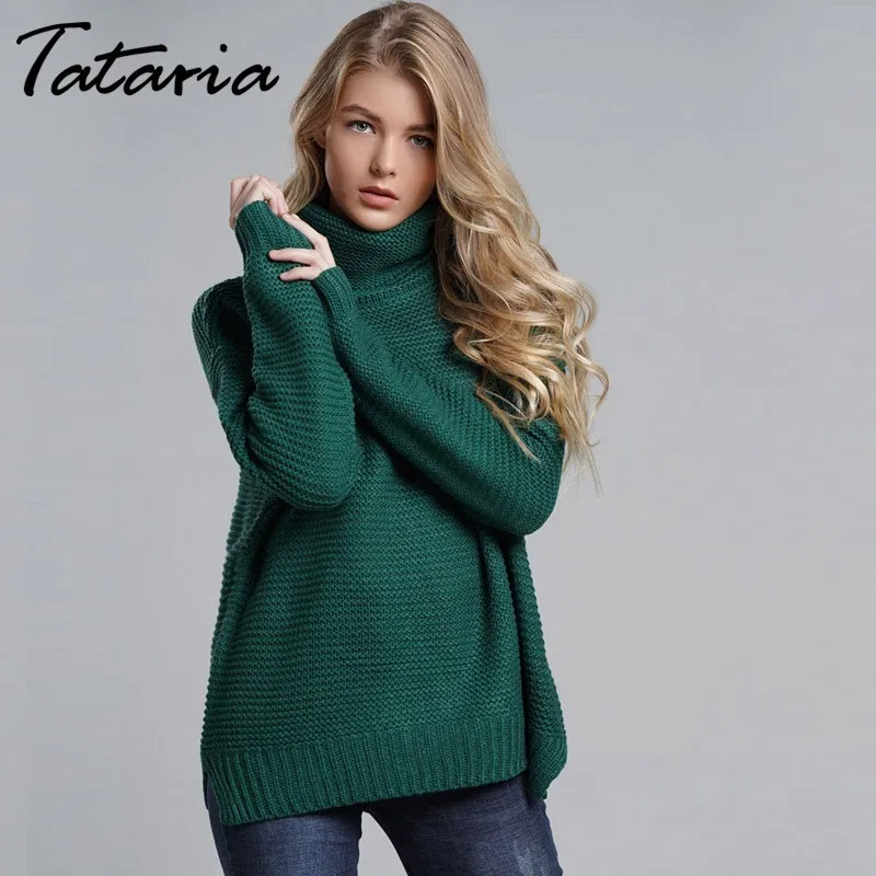 Women's Jumper Turtleneck Sweater Pullover Warm Christmas Coarse thick Winter Cable Knitted Oversized | Женская одежда