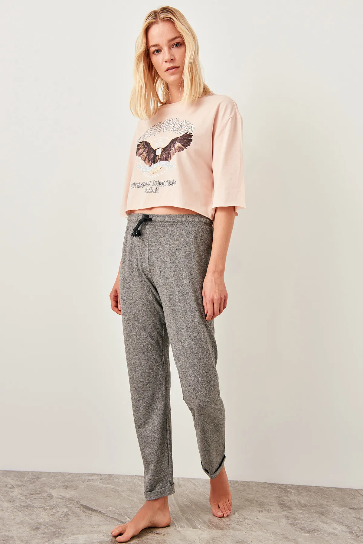 Trendyol Jogger серый спортивный костюм низ брюки THMSS19BX0063|Штаны для сна| |