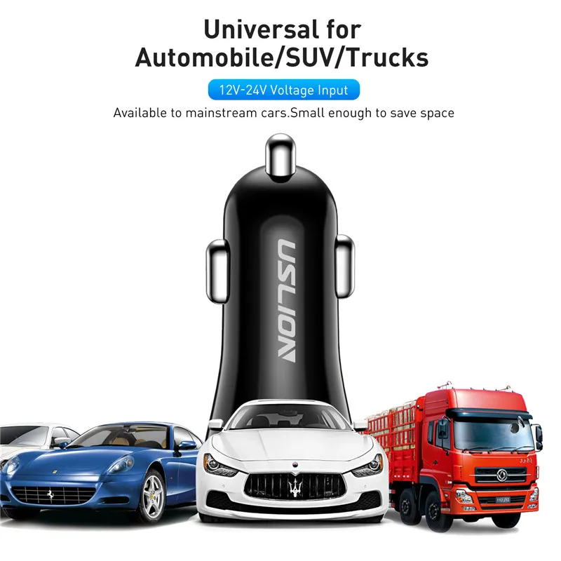 USLION двойной зарядное устройство usb 5 в 2 4 Быстрый порта быстрое автомобильное для