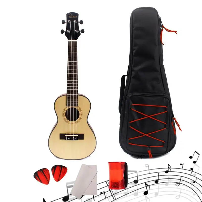 24 дюйма Гавайская гитара ель концертная 4 строка с Gig Bag палец ритм Кабаца
