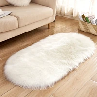 oheart faux fur oval carpet rugs for living room soft artificial wool fur sheepskin hairy mat plain fluffy washable area rug tap