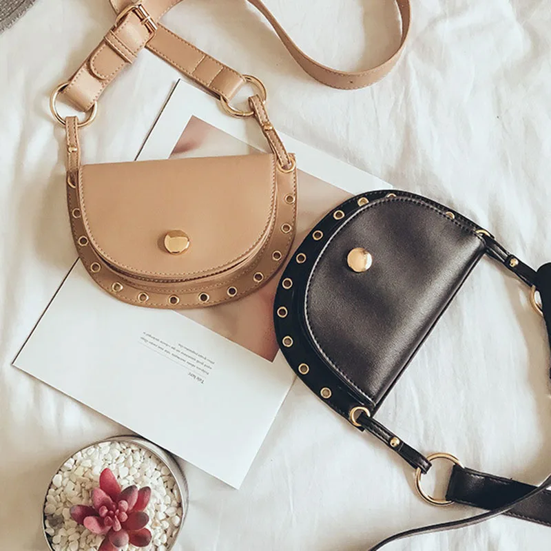 Fashion Women Waist Packs Soft Leather Fanny Bag Pack Summer Girl Rivet Belt Bags High Quality Female Shoulder Bag(Black) | Багаж и сумки