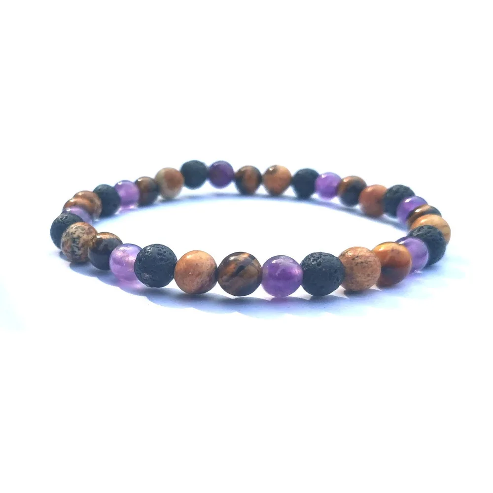 Браслет с бусинами из лавового камня 6 мм 8 | Украшения и аксессуары